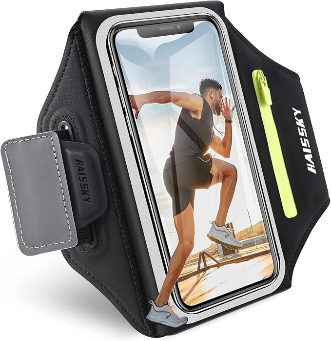 Running Armband [3D Design] with Key Pouch, Running Phone Holder for iPhone 16 15 14 13 12 11 Pro Max Plus, Samsung S25 S24 S23 S22 [Up to 6.9 Inch], Gym Workouts Sports Arm Band with Card Holder
