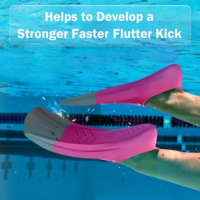 Gintenco Swim Fins, Kids Swim Training Fins for Lap Swimming, Travel Size Flippers with Mesh Bag, Silicone Swimming Fins for Kids Teens Adults Women Men