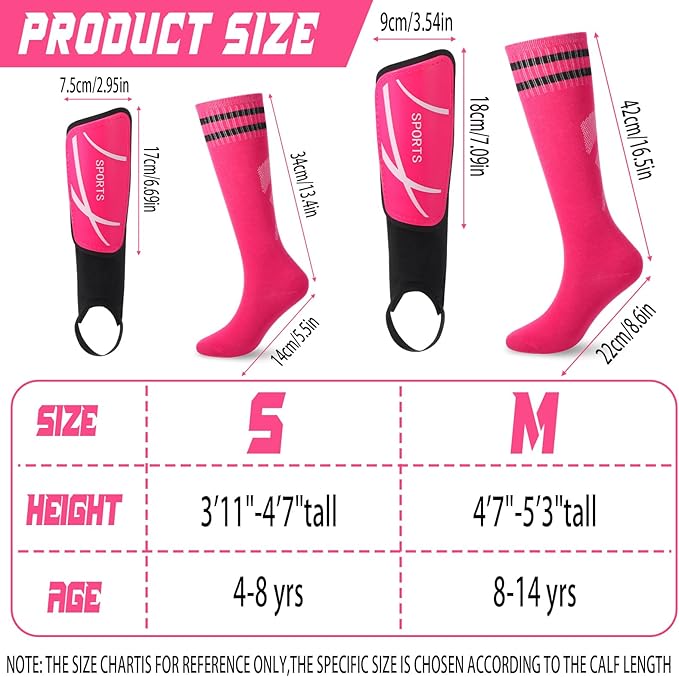 Soccer Shin Guards and Socks Kids Youth Lightweight Soccer Pads Defender with Ankle Protection Ski Shin Guards Football Equipment for Age 4-14 Toddler Boys Girls Teens