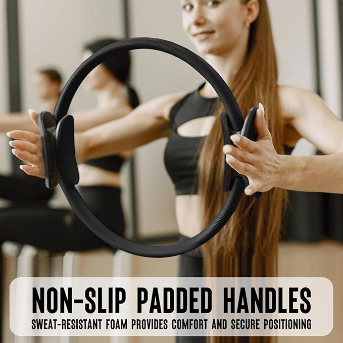 Pilates Ring Fitness Circle 14" Yoga Rings Magic Circle with Dual Padded Handles for Toning Arms, Thighs/Legs & Core，Home Exercise Equipment ﻿