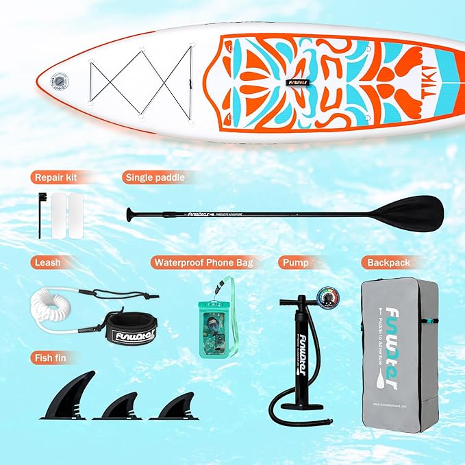 FunWater Inflatable Ultra-Light Stand Up Paddle Board for All Skill Levels with Premium SUP Paddleboard Accessories,Non-Slip Comfort Deck for Youth & Adults