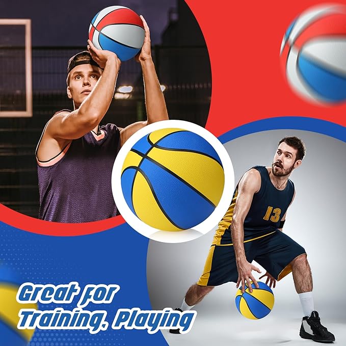 Jerify 12 Pcs 29.5" Official Size 7 Basketballs Bulk Rubber Standard Basketballs with Pump Indoor Outdoor for Training Play
