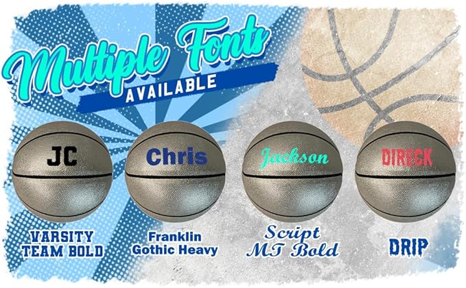 HAMMET Personalized Basketball – Customized Basketball with Your Name or Text – Multiple Colors, Fonts & Designs Available – Durable for Indoor and Outdoor - Ideal Gift for Son, Daughter, Boy or Girl