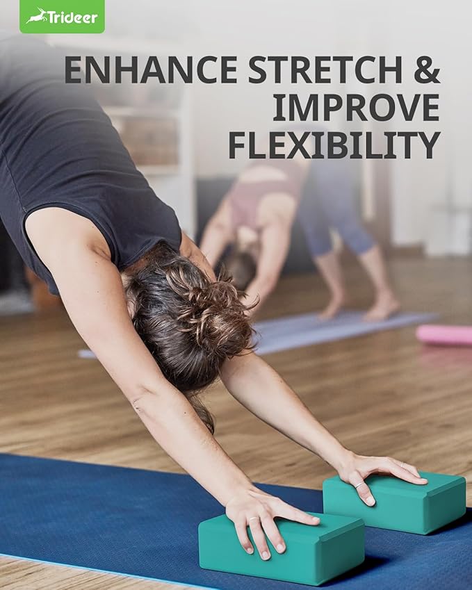 Trideer 9"x6"x3" Yoga Blocks, High Density EVA Foam Blocks 2 Pack, Supportive, Lightweight & Odor Resistant, Yoga Essentials and Accessories for Yogi & Yogini