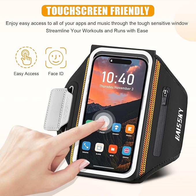 Running Armband for iPhone 15/14/13 Pro/Plus & Galaxy S20/S10, 3D Design Cell Phone Armband with Earphone Pouch Card Slot & Key Pockets, Water Resistant Sports Phone Holder Up to 6.9" Devices