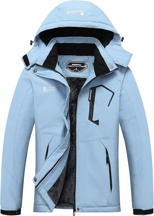 MOERDENG Women's Waterproof Ski Jacket Warm Winter Snow Coat Mountain Windbreaker Hooded Raincoat Jacket
