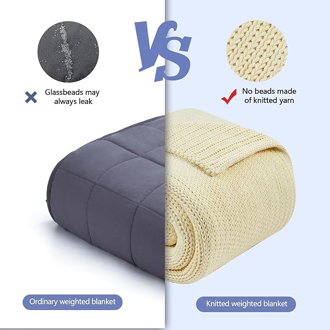 L'AGRATY Heavy Weighted Blanket - 50"x60", 10lbs Cooling Chunky Knit, Braided Crochet Throw with Thick Cable Yarn, Machine Washable