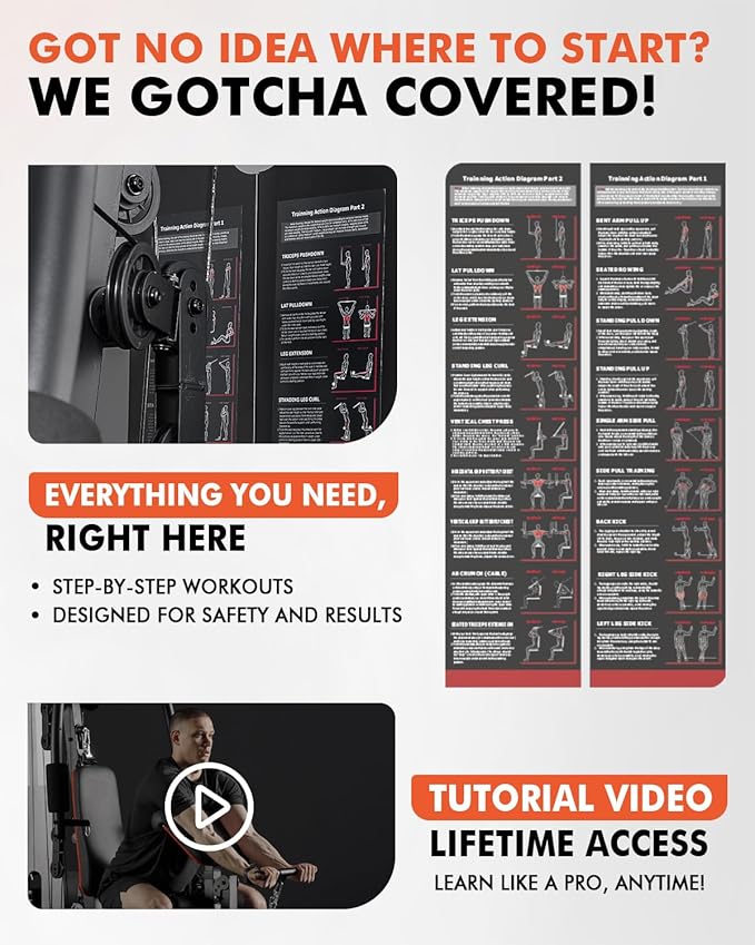 Mikolo Home Gym, Workout Station with 150LBS Weight Stack, Multifunctional Home Gym Equipment, Exercise Equipment for Full Body Strength Training