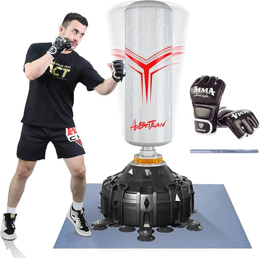 Freestanding Punching Bag with Boxing Gloves, Boxing Bag with Suction Cup Base for Adult Teens-Standing Kickboxing Bag for Home Office Gym