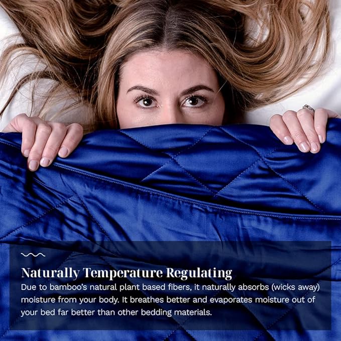 LUXOME Lightweight Blanket | 100% Rayon (Viscose) from Bamboo Fabric & Fill | Full/Queen - 86"x92" | Super Soft | Thermal-Regulating | Sapphire