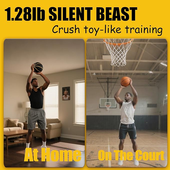 Real Basketball Weight, True Bounce 7 Size Silent Basketball with Grooves, Non-Compressed Shipping, Professional PU Foam Ball, Ideal for Indoor Practice and Training