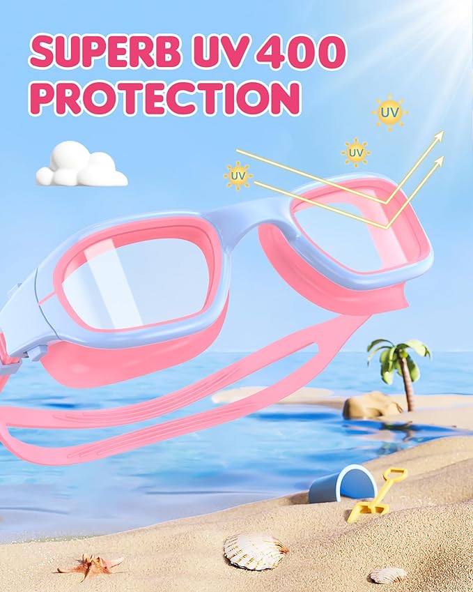 Kids Swim Goggles,Swimming Goggles for Kids 6-14, Anti-Fog UV Protection Pool Glasses for Boys Girls