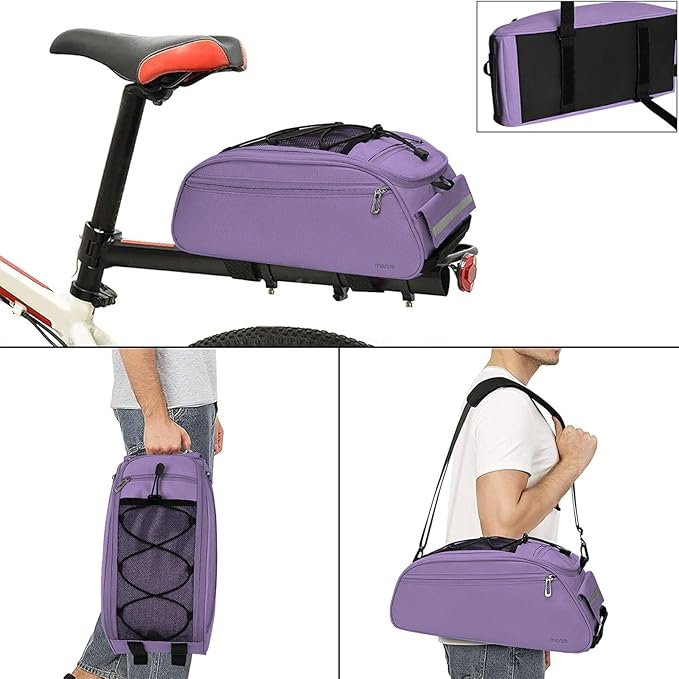 MOSISO Bike Rack Bag, Waterproof Bicycle Trunk Pannier Rear Seat Pouch Cycling Bike Carrier Backseat Storage Luggage Saddle Shoulder Bag