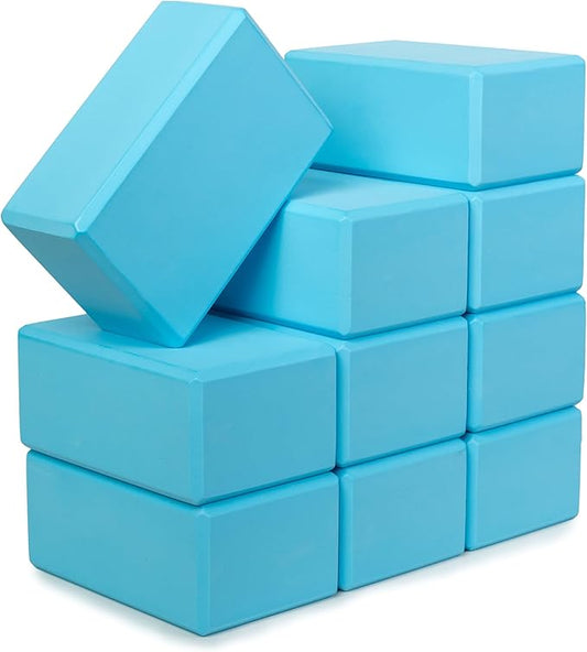 Sunshine Yoga 4" Yoga Block, 10 Pack Bulk EVA Foam Yoga Blocks, Firm and Supportive Yoga Brick, Balance Foam for Stretching, Pilates, and Workout, 4" x 6" x 9"