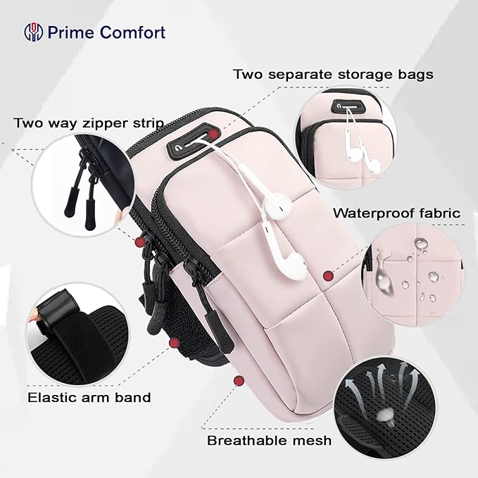 Phone Holder, Arm Bands for Workout, Use for Running, Walking, Hiking & Biking (Pink)