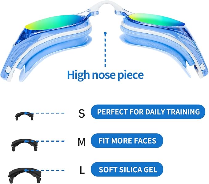 Nearsighted Swim Goggles, Shortsighted Optical Swimming Goggles No Leaking Anti Fog UV Protection for Adult Men Women