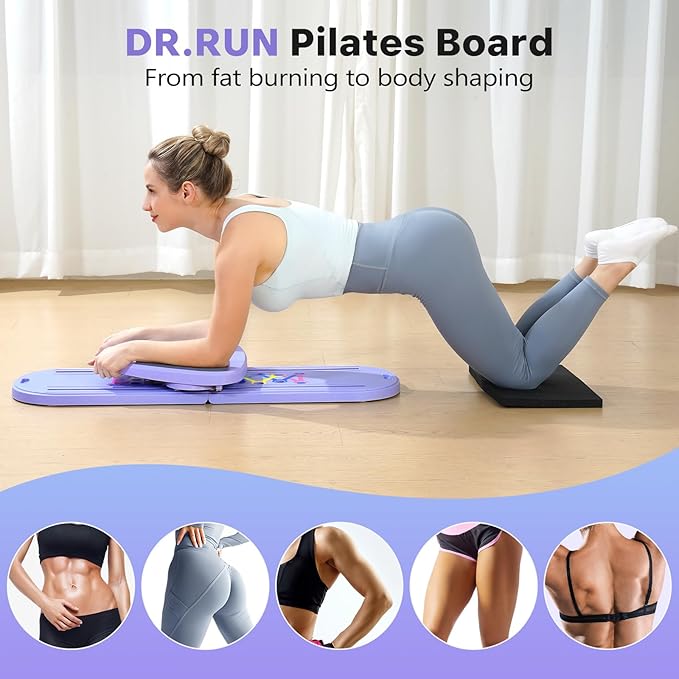 Pilates Board, Pilates Reformer Set, 7 in 1 Multifunctional Pilates Reformer Machine with Timer, Portable Foldable Pilates Board for Home Workout, Pilates Kit with Storage Bag