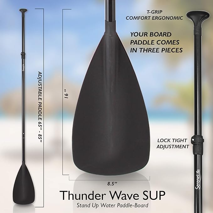 SereneLife Inflatable Stand Up Paddle Board with Premium SUP Accessories – Wide Stable Design with Non-Slip EVA Deck Pad for Adults and Youth of All Skill Levels