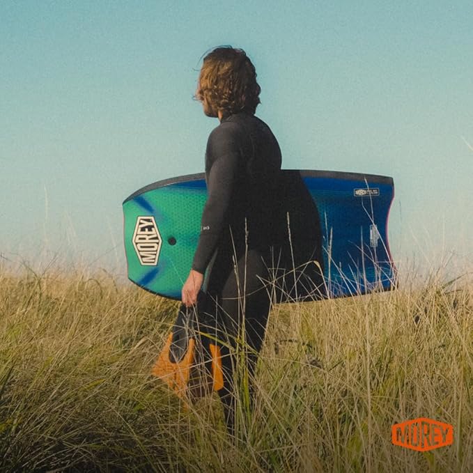 MOREY® Mach 12 MDS, 42.5" Bodyboard. Dynamic Speed Body Boards for Beach, for All Skill Levels, Embedded Fiberglass Stringer, with Coil Leash. Re-Engineered 2025 Model