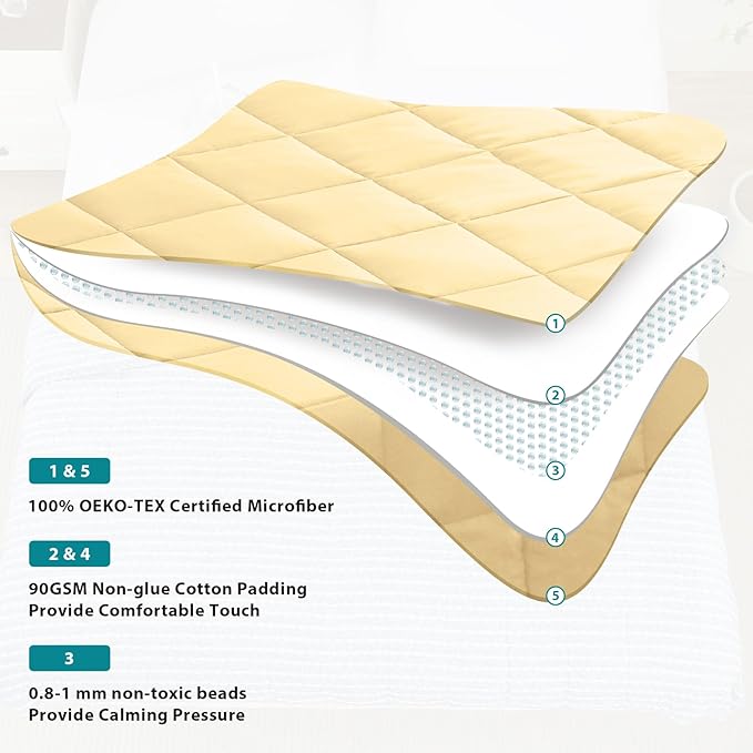 L'AGRATY Weighted Blanket - 60"x80" 15lbs Cooling Breathable Heavy Blanket Microfiber Material with Glass Beads Big Blanket for Adult All-Season Summer Fall Winter Soft Thick Comfort Blanket