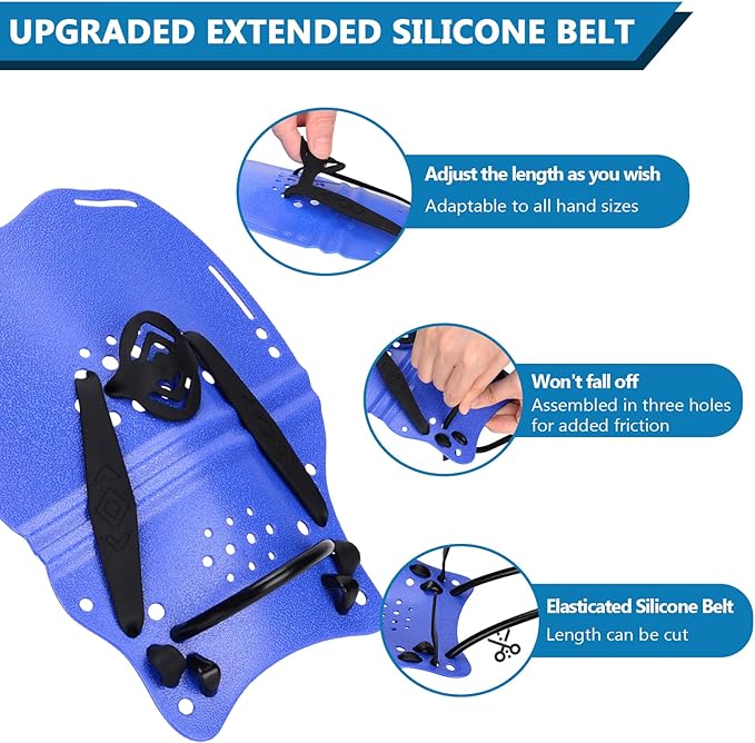 Hikeen Swim Paddle Hand for Adult and Junior, Swim Training Hand Paddles with Adjustable Straps, Swimming Hand Paddles for Training