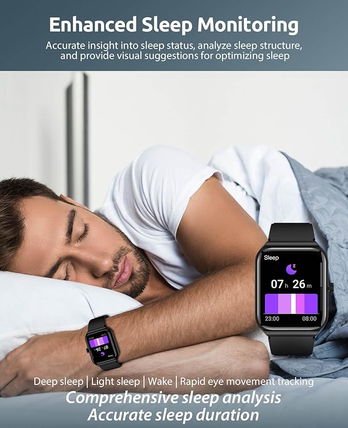 Smart Watch for Men Women with SOS Emergency Alert, 1.91" GPS Watcher with 100+ Sports Modes, Blood Pressure/Blood Oxygen/Heart Rate/Sleep Monitor, IP68 Waterproof Smartwatch for Android iOS