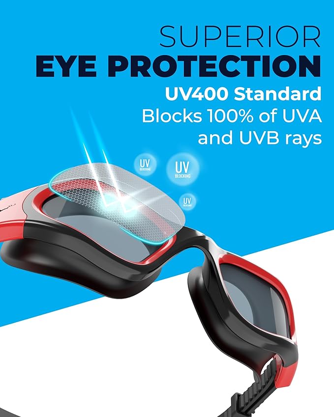 AqtivAqua Swimming Goggles, DX Wide View Swim Goggles for Adult Men Women, Anti Fog No Leaking