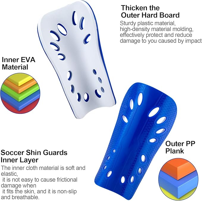 ANCIRS 2 Pair Soccer Shin Guards for Youth, Breathable Shin Guard Sleeves for Football Games, Protective EVA Cushion for Youth Men & Women