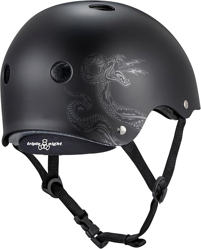 Triple Eight Deep Cover Helmet - Ideal for Skateboarding, Bicycling, BMX, and Roller Skating