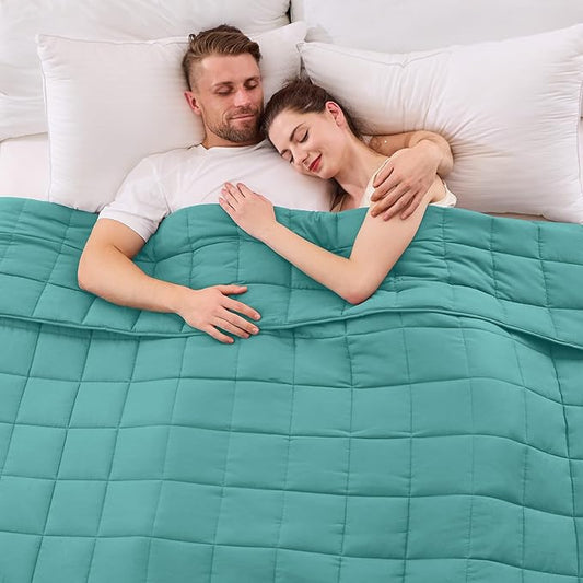 yescool King Size Weighted Blanket for Adults (30 lbs, 80” x 87”, Teal) Cooling Heavy Blanket for Sleeping Perfect for 290-310 lbs, Breathable Blanket for Adults & Couple All Season, Machine Washable