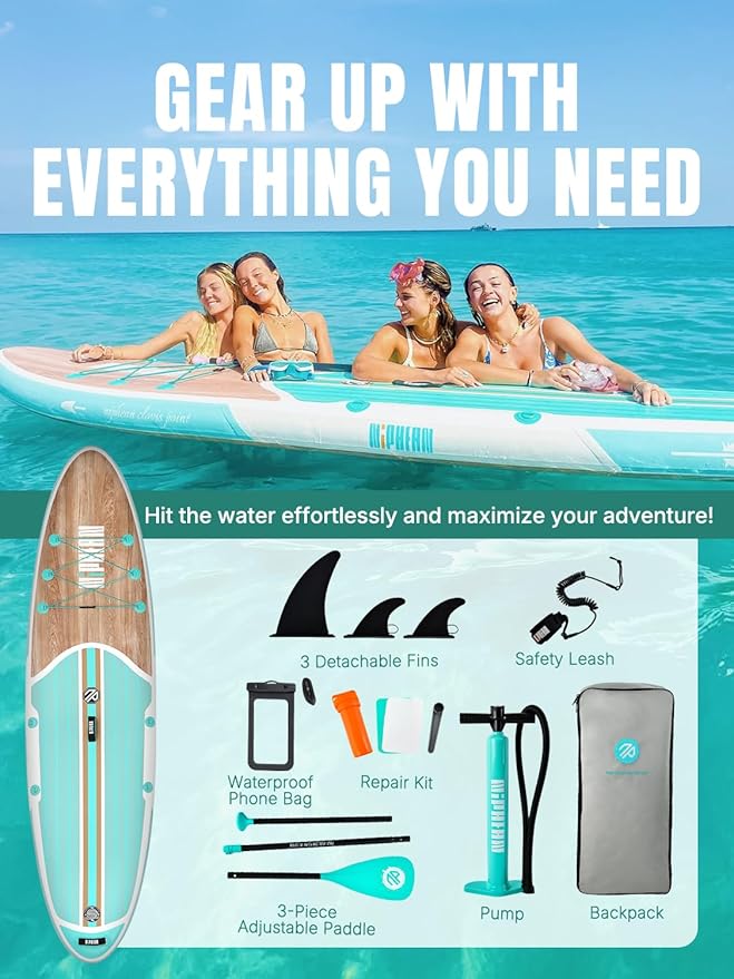 Niphean Inflatable Stand Up Paddle Board with SUP Accessories, Anti-Slip EVA Deck, 10’6’’ Inflatable Paddle Boards for Adults & Youth of All Skill Levels