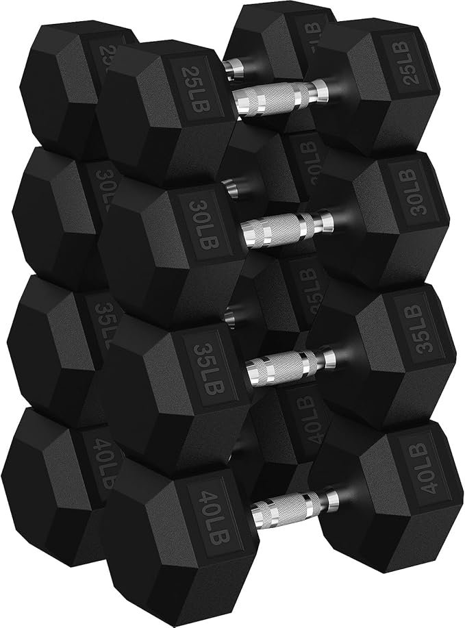 Hex Dumbbell Set, 30-480 lb Set Rubber Encased Exercise & Fitness Dumbbells, Weights Dumbbells Set, Hand Weight for Strength Training