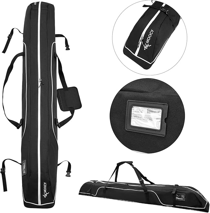 Ski Bag,Single Ski Bags for Air Travel,Ski Bag with Separate Pole Slot,Ski Travel Bag for Snow Gear, Poles and Accessories