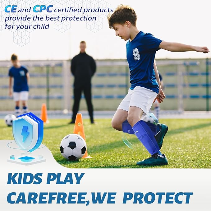 Sportout Soccer Shin Guards - Shin Guards Soccer Kids Youth Adult Protective Shin Pads with Sleeves and Insert Pocket for Boys Girls for Age 4-6, 6-8, 8-10,10-12,12-14,14-Adult