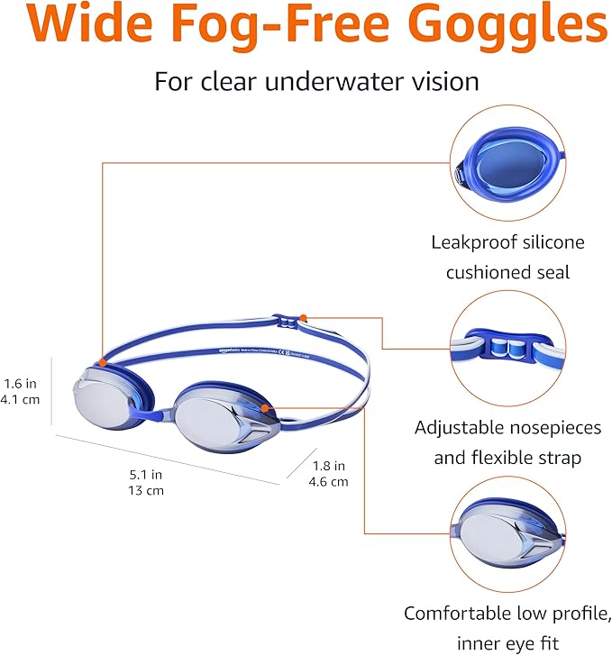 Amazon Basics Unisex Swim Goggles