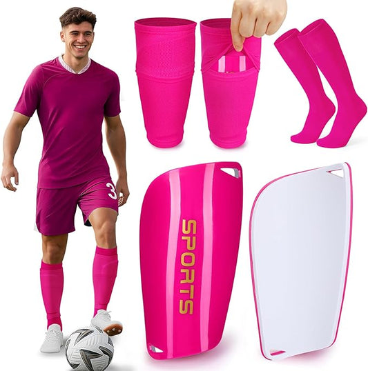 XZQTIVE Soccer Shin Guards with Shin Sleeves and Soccer Socks, Football Shin Pads Set for Kids Youth and Adult