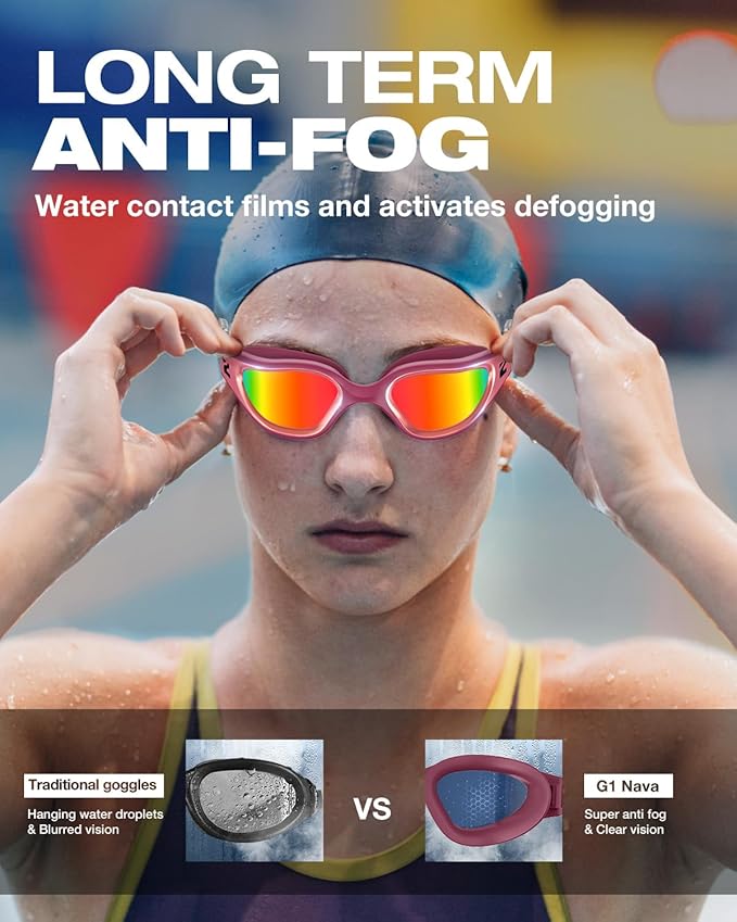 ZIONOR G1 Nava Super Anti-Fog Unisex Swim Goggles Mirror/Bright Smoke Lens