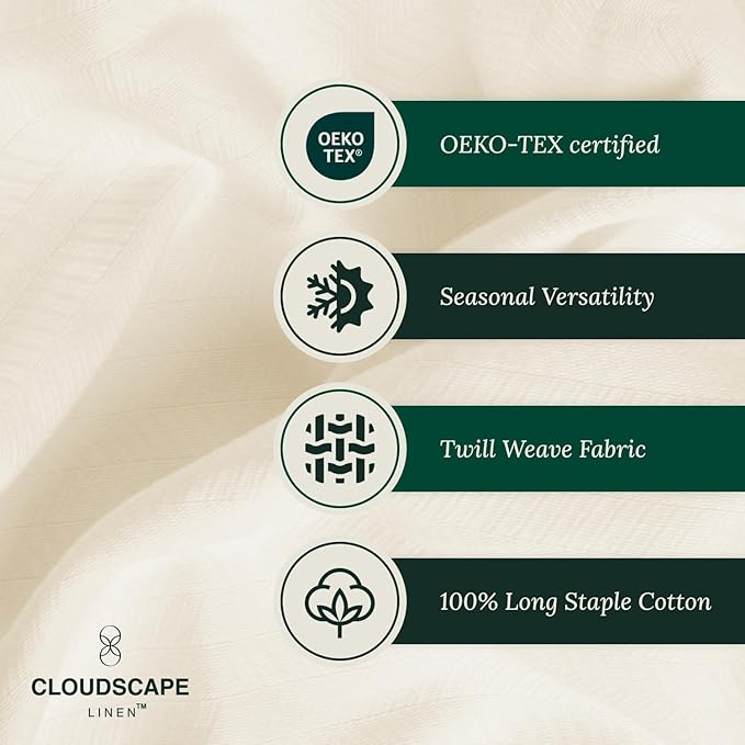 Cloud Scape Linen Herringbone Cotton Throw Blanket for Couch, Bed,Sofa, Home Decor, Soft, Lightweight, All-Season Bed Blanket, 50 x 70, Ivory
