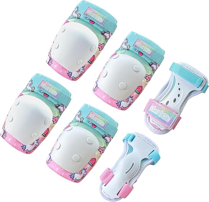 Simply Kids Knee and Elbow Pads with Wrist Guards, HardSoft Pad Tech. - CPSIA Certified Protective Gear Set - Inline Roller Skate Skateboard Bike Knee Pads for Kids Child Girls Boys Toddler Youth