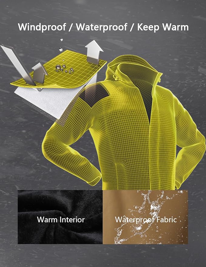 Men's Ski Jacket Warm Winter Snow Coat Waterproof Mountain Windbreaker Snowboarding Jacket Hooded for Hiking Traval