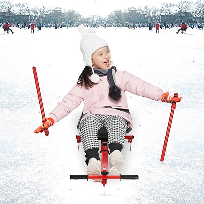Snow Racer Sled, Modern Ski Scooter Scooter Board Snow Racer Sled up to 176.4lbs for Kids and Adults