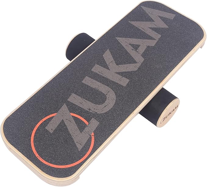 Balance Board Trainer, Wooden Balancing Board with Workout Guide to Exercise and Build Core Stability, Wobble Board for Skateboard, Hockey, Snowboard & Surf Training