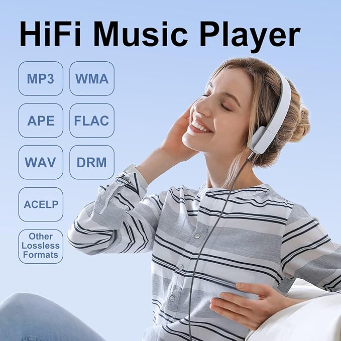 64GB MP3 Player with Bluetooth 5.3, 1.8 inch Screen Portable Music Player with Speaker, FM Radio, Voice Recorder, Physical Buttons Supports Expanded Up to 128GB(Black)