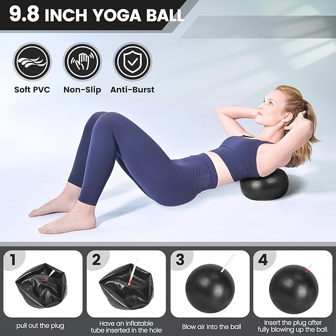 Pilates Ring and Ball Set Bulk, Pilates Equipment with 12 Inch Pilates Circle Rings, Small Yoga Balls, Resistance Bands, Pilate Essential Kit Bulk for Home Workouts Women, Pilates & Yoga Studio