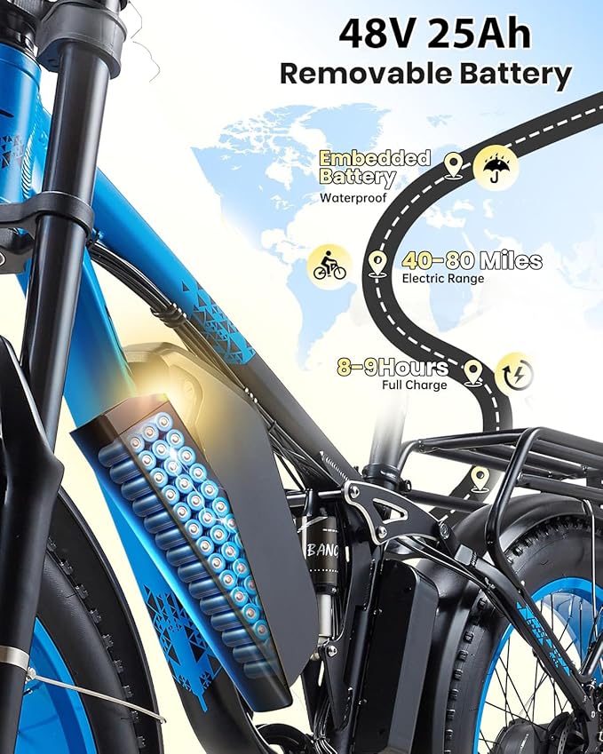 Peak 3000W Dual Motor Ebike for Adults, 48V 25AH Long Range Electric Mountain Bike, 30-34MPH Step-Thru Unlocked Electric Bike