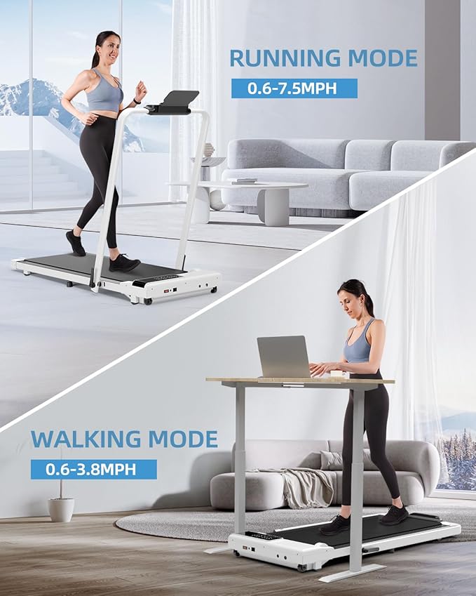 Walking Pad Treadmill with Handle Bar 3.0 HP Foldable Treadmills 300LBS Capacity Folding Walking Pad 3 in 1 Under Desk Treadmill Remote Control with APP