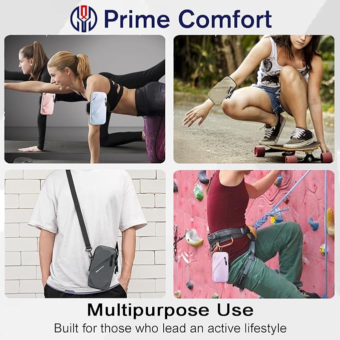 Cell Phone Armbands Running Phone Holder Armband, Shoulder Holster Phone Purse Crossbody Bag Pouch (Gray)