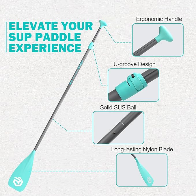 SUP Paddle - Paddle Board Paddle 4 Piece Stand Up Paddleboard Paddles Lightweight Floating Kayak Paddle - Light Blue - Lake Green - Light Green
