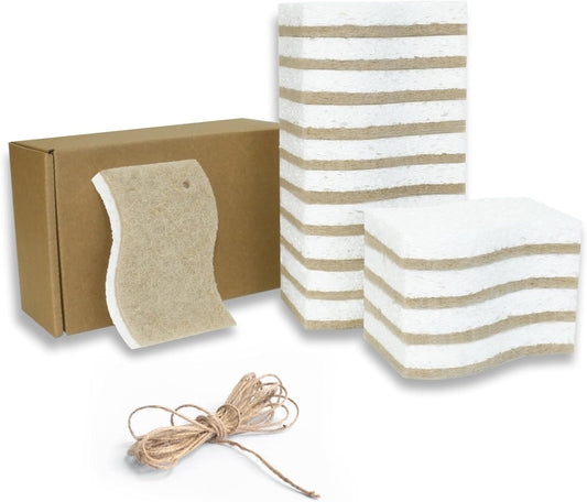 Eco Friendly Cellulose Compostable Biodegradable Kitchen Clean Sponges, for Washing Sink/Pan and Dishwashing, 15 Pack