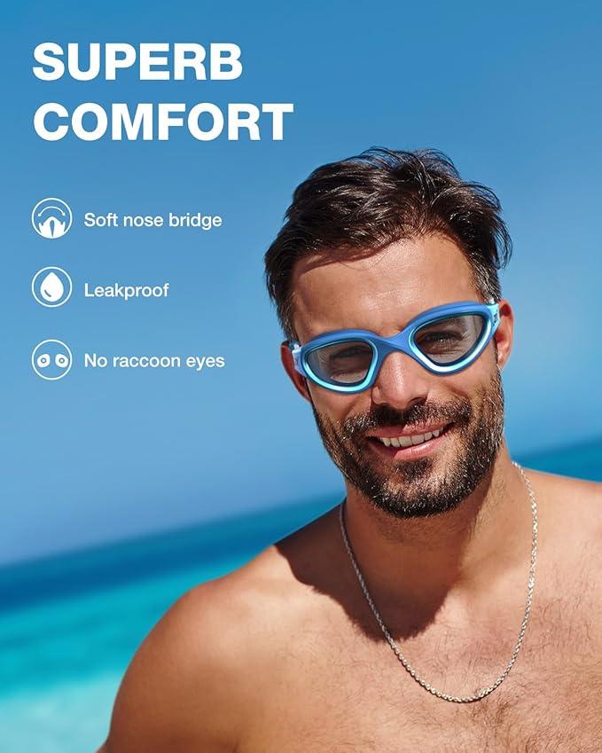ZIONOR Swim Goggles, G1 MAX Polarized Anti-Fog Swimming Goggles for Men Women